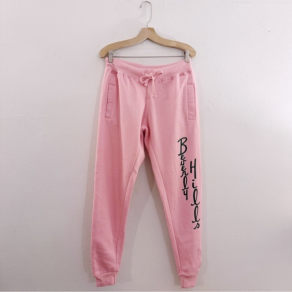 Ingrid Wittman Beverly Hills Sweatpants Pink Cotton Sweats Hotel Logo - Picture 2 of 6